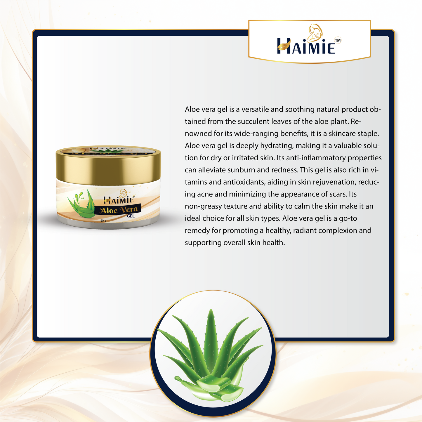 Hydrate, Soothe & Heal Naturally: HAIMIE Aloe Vera Gel (50g) - Multi-Benefit Skin Care