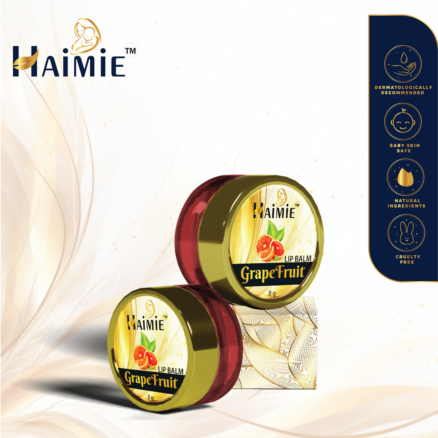 Hydrate & Refresh Lips Naturally: HAIMIE Grapefruit Lip Balm (8g) - Long-Lasting Moisture