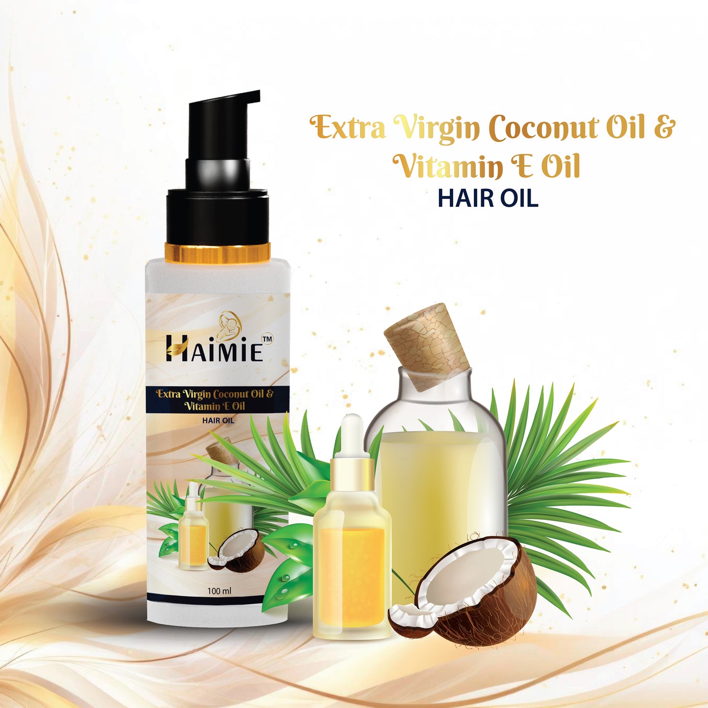 Combat Hair Loss Naturally: HAIMIE Coconut Oil with Vitamin E (100ml) - Nourish & Strengthen