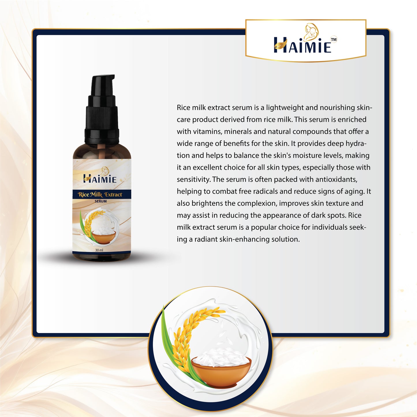 Unlock Your Skin's Radiance: HAIMIE Rice Milk Serum (30ml) - Natural, Hydrating Power