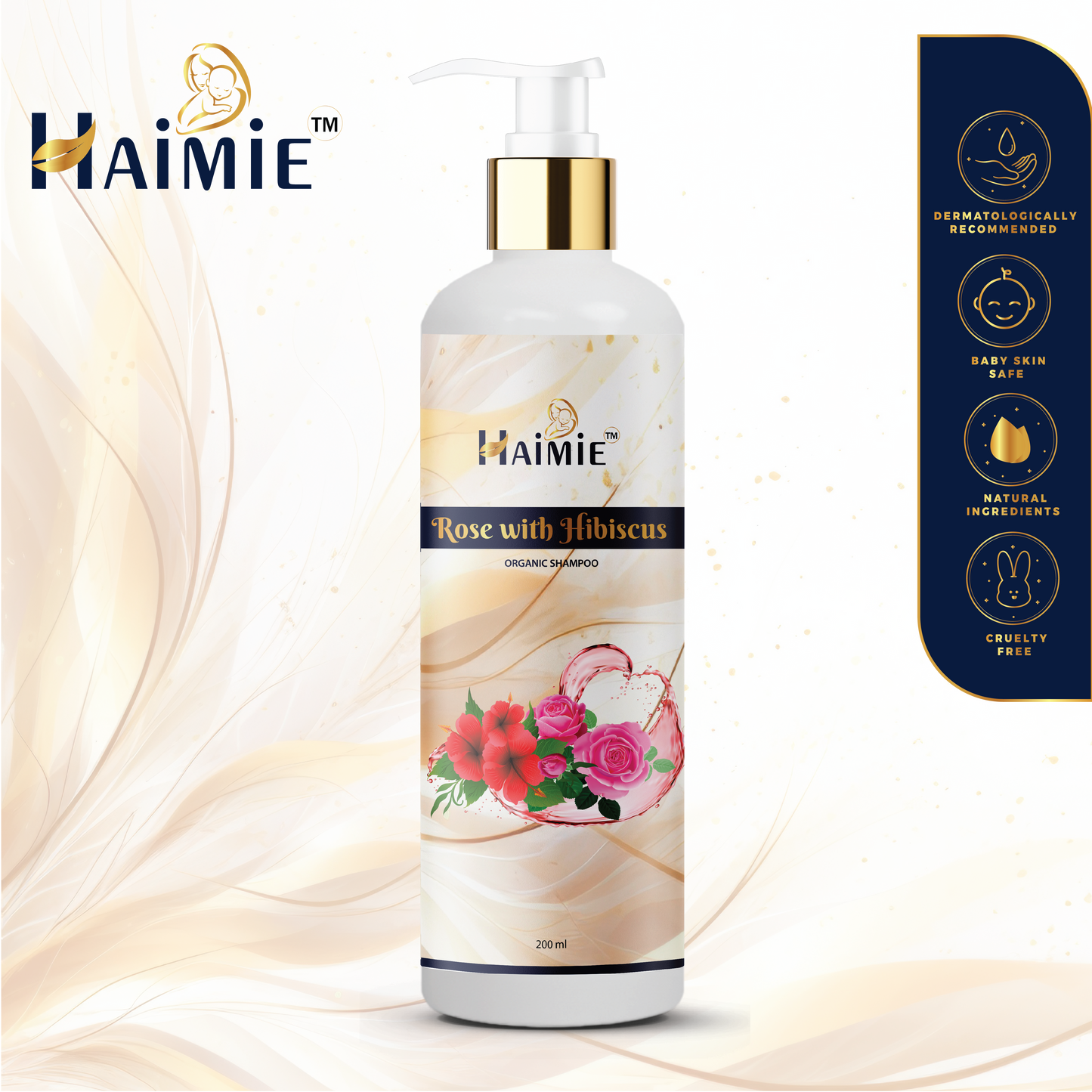 Thicker, Stronger Hair Naturally: HAIMIE Rose & Hibiscus Shampoo (200ml) - Nourish & Stimulate Growth