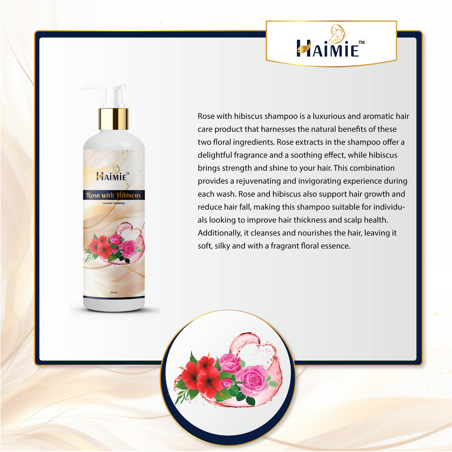 Thicker, Stronger Hair Naturally: HAIMIE Rose & Hibiscus Shampoo (200ml) - Nourish & Stimulate Growth