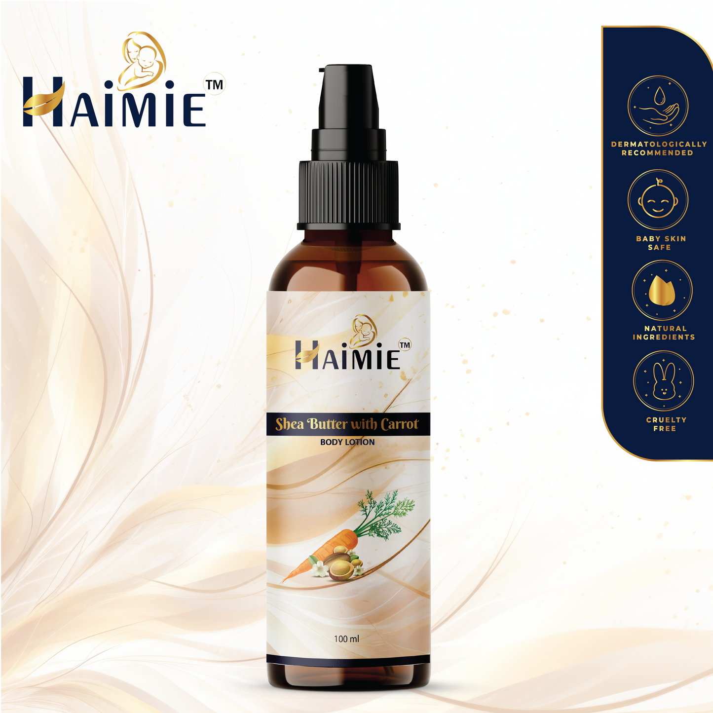 Combat Signs of Aging Naturally: HAIMIE Shea & Carrot Lotion (100ml) - Hydrate & Rejuvenate