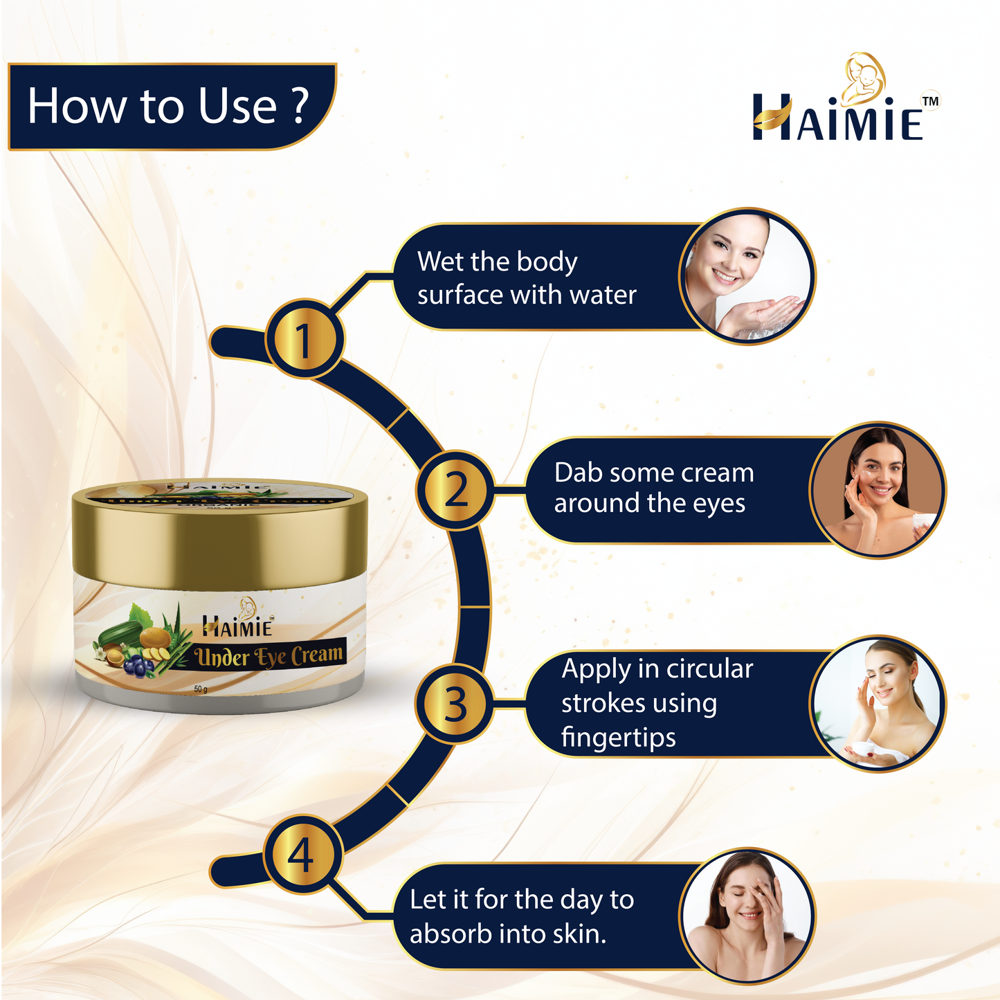 Combat Dark Circles & Puffiness: HAIMIE Multi-Action Eye Cream (50g) - Natural Ingredients